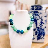 Hart Designs: Green Multi Square Beads Necklace