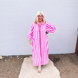 Heart of Grace Pink Striped Midi Dress