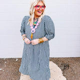 Sweetheart Gingham Midi Dress in Black