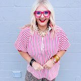 Entro Be You Red Striped Top