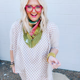 Stylive Taupe/Cream Checkered Top