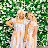 Sew in Love Sky Blue and Orange Striped Dress