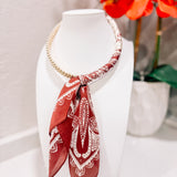 Karlie Beaded Scarf Necklace: Maroon