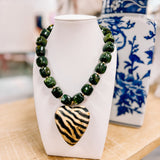 Hart Designs: Chunky Olive Zebra Mini Heart Necklace