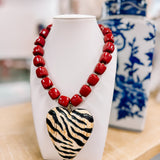 Hart Designs: Chunky Plum Zebra Heart Necklace