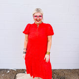 Jodifl Red Dumplins Lace Midi Dress