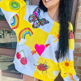 Queen of Sparkle Checkered Summer Icons Crew