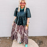 Zesty Zebra Midi Skirt