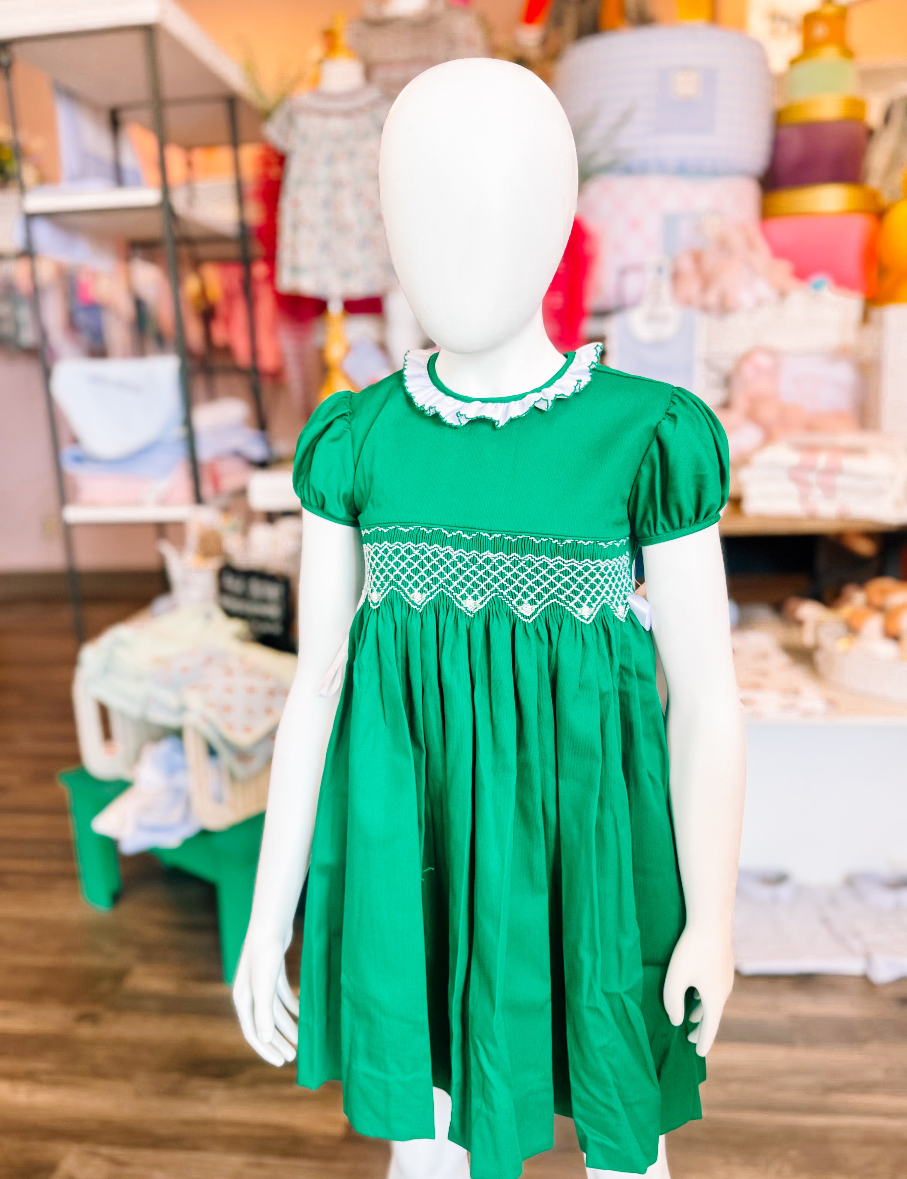 LuLu BeBe Green Smocked Waist Dress – The Ivory Road