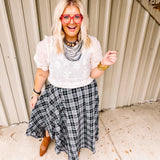 Rich Hippie Plaid Uneven Midi Skirt