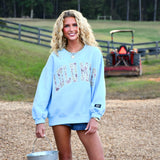 LULU MAC: Light Blue Camo Logo Crew
