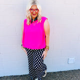 Stylive Sweet Spot Polka Dot Ruffle Pants: Black/White