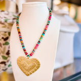 HD: Gold Heart Multi Beaded Necklace