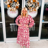 Oddi Burgundy Floral Maxi Dress