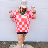 Stylive Check Point Top Red/Pink