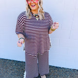 Stripes & Lace Top - Brown/Pink