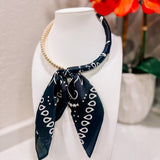 Karlie Beaded Scarf Necklace: Black