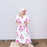 Heart of Grace Pink Floral Midi Dress