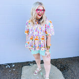 Oddi Lime Striped Ruffle Shorts