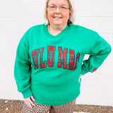 LULU MAC Christmas Green Christmas Plaid Crew