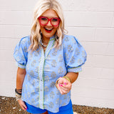 Entro Blue Bouquet Top