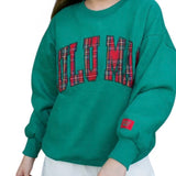 LULU MAC Christmas Green Christmas Plaid Crew