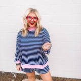 Stylive Sloane Stripe Top-Navy/Cream/Pink