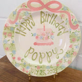 Heirloom Birthday Plate: Girls Green Floral