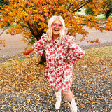 AnnieWear Rose Print Mini Dress