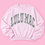 LULU MAC Zebra Print Logo Crew: Light Pink