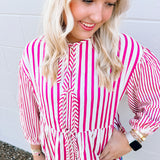 Add a Bow Striped Top in Fuchsia