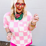Stylive Check Point Top Pink/Cream