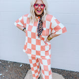 Stylive Light Orange Check Point Pant