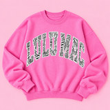 LULU MAC Zebra Print Logo Crew: Hot Pink