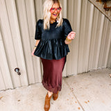 Leather Tuck Blouse
