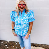 Entro Flirty Floral Blue Top