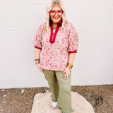 Burgundy Blooms Floral Top