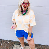 Stylive Check Point Top Yellow/Cream