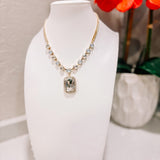 Sienna 2.0 White Crystal Square Charm Necklace