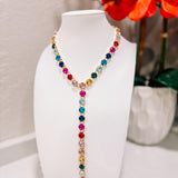 L.A. Multicolor Crystal Drop Chain Necklace
