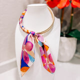 Karlie Beaded Scarf Necklace: Purple + Pink