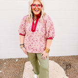 Burgundy Blooms Floral Top