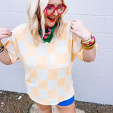 Stylive Check Point Top Yellow/Cream