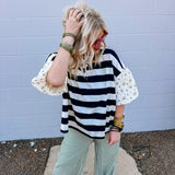 Oddi Black/Ivory Striped Top