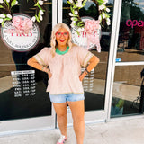 Oddi Pink and Olive Top