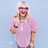 Entro Be You Red Striped Top