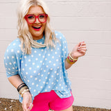 Spotted on You Top (Blue/Cream)