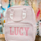 TRVL Quilted All You Need Diaper Bag in Pimlico Stripe Pink