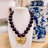 Hart Designs: Plum Bubble Beads Butterfly Necklace