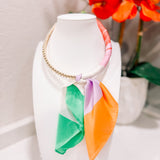 Karlie Beaded Scarf Necklace: Purple + Orange